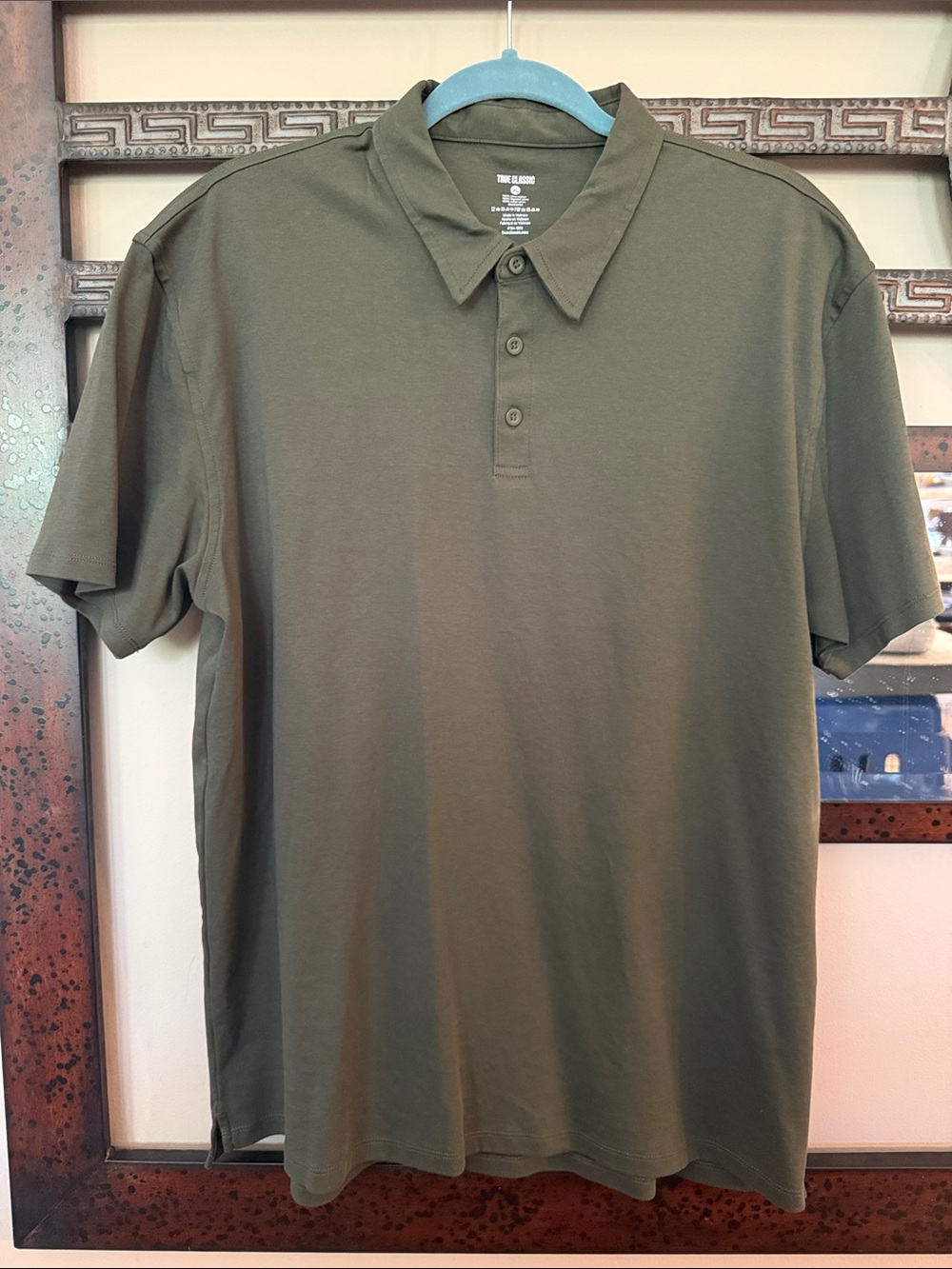 True Classic Olive Green Men's Polo Shirt - 100% Cotton